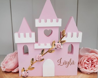 Handmade Personalised Wooden Freestanding Princess Castle. Pink Princess Castle. Princess Bedroom Decor Shelfie. Party decor