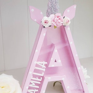 Freestanding personalised fillable letters, wooden letter, moneybox Easter Gift, Nursery Decor