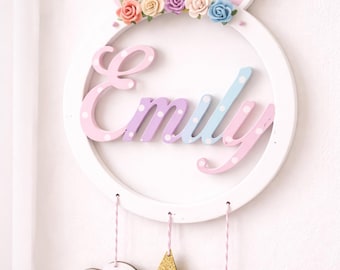 Personalised Unicorn Dreamcatcher: Handpainted Floral Nursery Decor