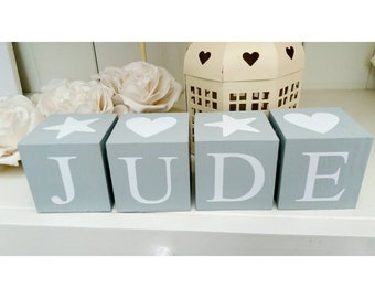 Freestanding wooden personalised letter name blocks, pastels, baby gift, nursery decor, shelfie