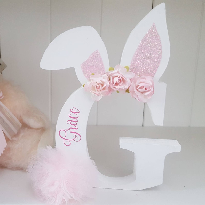 Handmade Personalised Wooden Freestanding Bunny Rabbit Letter - Etsy