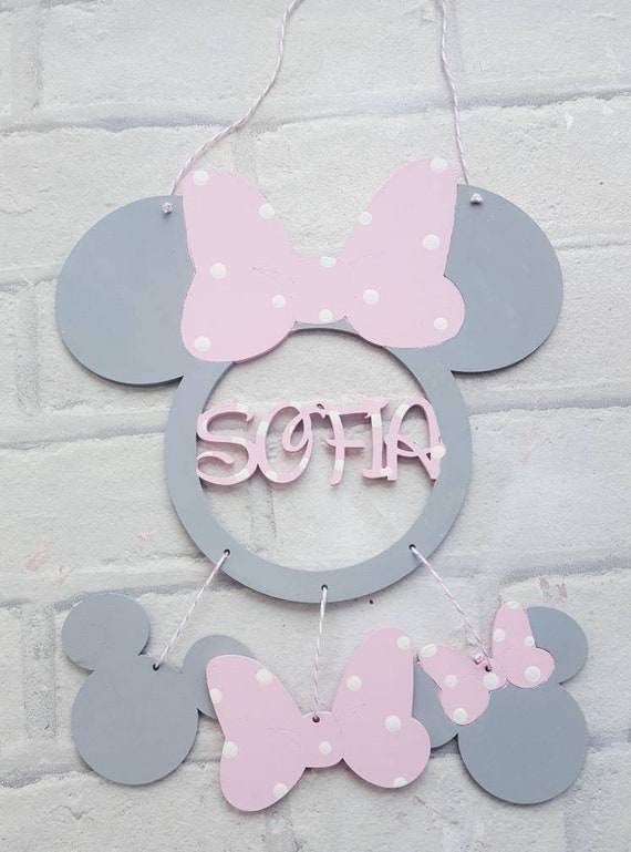 Minnie Mouse Themed Wooden Hanging Dream Catcher Personalised Bedroom Decor Nursery Decor Personalised Dreamcatcher
