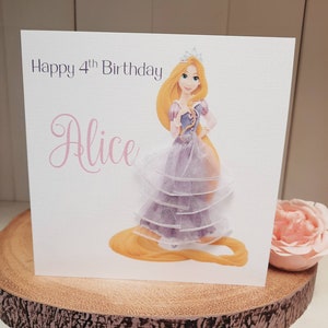 Personalised Princess Birthday Card With 3D Dress. Handmade card