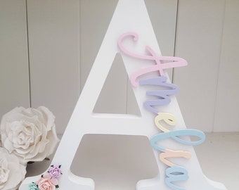 Personalised Wooden Letter with Name, Pastel Nursery Decor Baby Gift