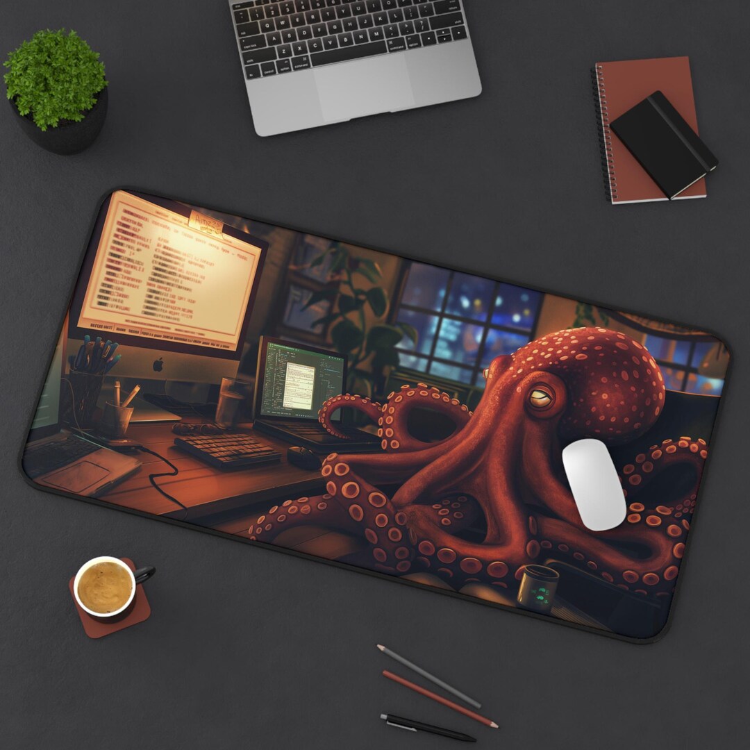 Octopus Programmer Desk Mat Large Gaming and Office Mouse Pad With ...