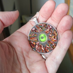Orange Sunflower Mandala Mosaic Pendant