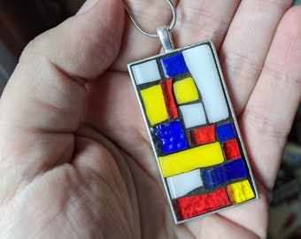 Primary Colors Red Yellow Blue Rectangular Pendant