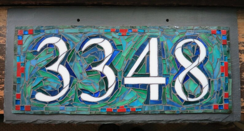 House Number with 4 Digits on 16x8 inch Slate image 4