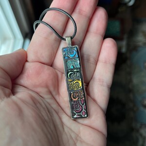 Rainbow Striped Moon and Stars Mosaic Pendant