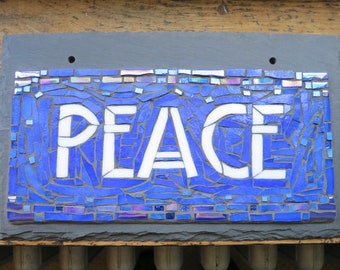 MADE TO ORDER Peace Mosaic Sign in Arts and Crafts Style