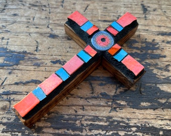 Orange Coral and Gray Confirmation or Baptism Cross