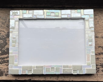 Iridescent Pearl White Patchwork Picture Frame 5x7