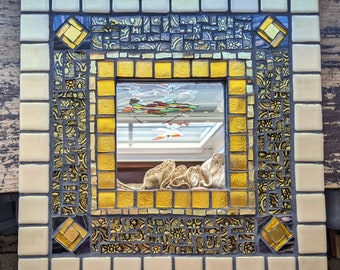 Gold and Black Mosaic Accent Mirror