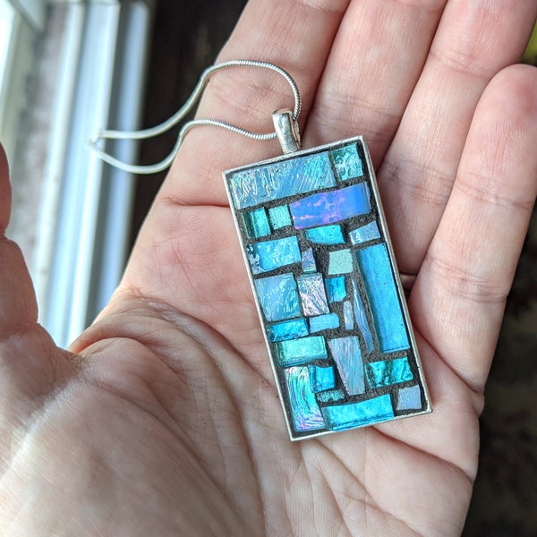 Sky Blue Rectangular Pendant