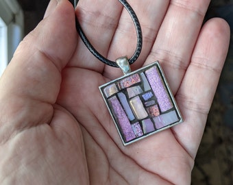 Pale Pink Mosaic Pendant Patchwork 1 inch