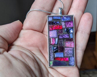 Purple and Fuchsia Rectangular Mosaic Pendant