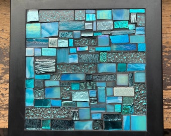 Aqua Blue Patchwork Mosaic for Your Wall