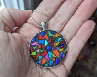 Rainbow Multicolor Mandala Mosaic Pendant