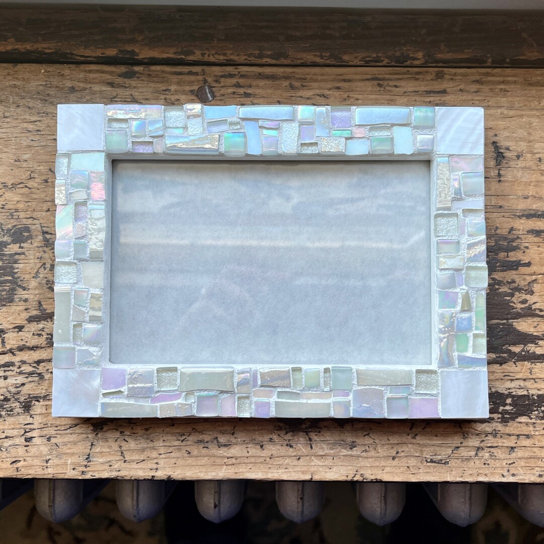 Iridescent White Patchwork Picture Frame 4x6 Etsy