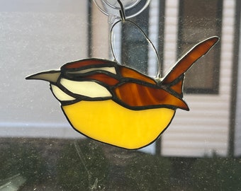 Carolina Wren : Stained Glass  Suncatcher