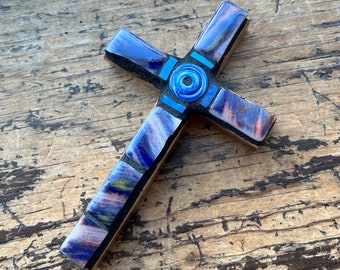 Starry Blue Mosaic Confirmation Cross