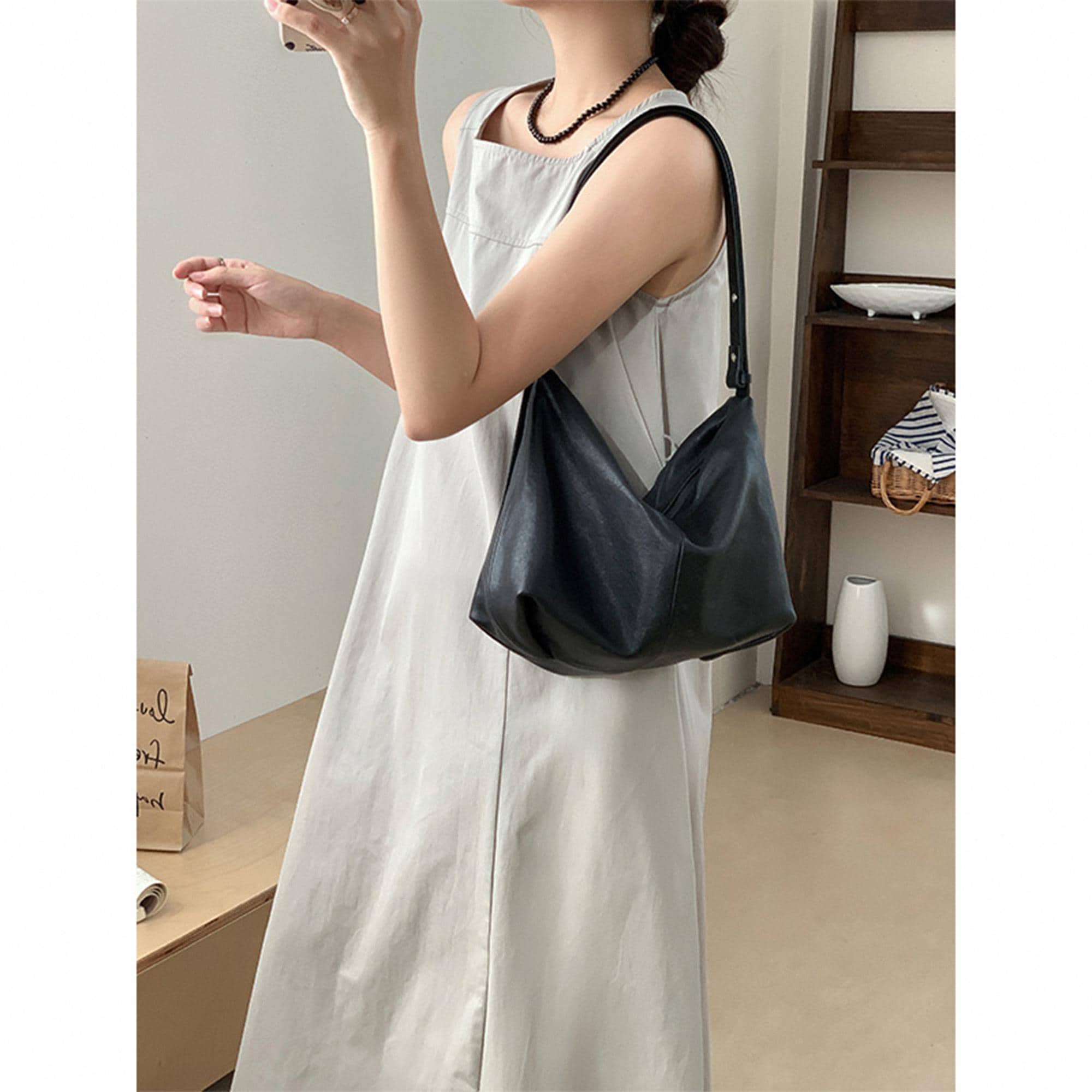 Medium Hobo North-South Leather Shoulder Bag main image 0