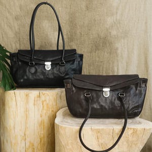 Leather Shoulder Bag, Elegant Women&#39;s Underarm Bag, Vegetable-tanned Leather Shoulder Bag
