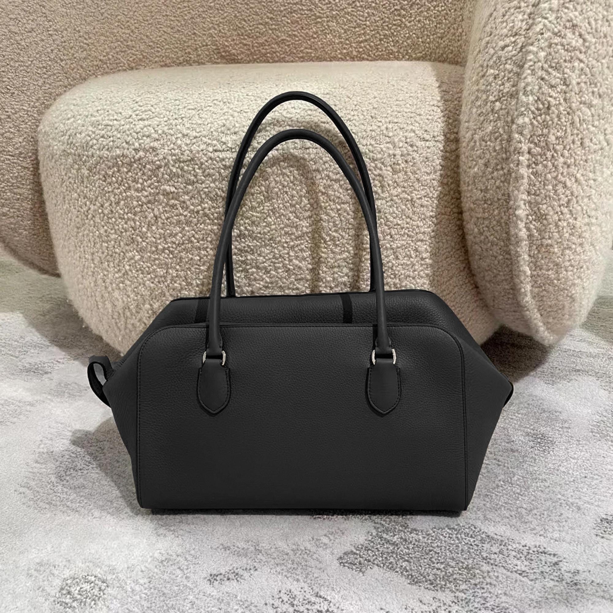 Leather Shoulder Bag, Bowling Leather Bag, Minimalist Tote Bag, Large Shoulder Bag, Underarm Bag