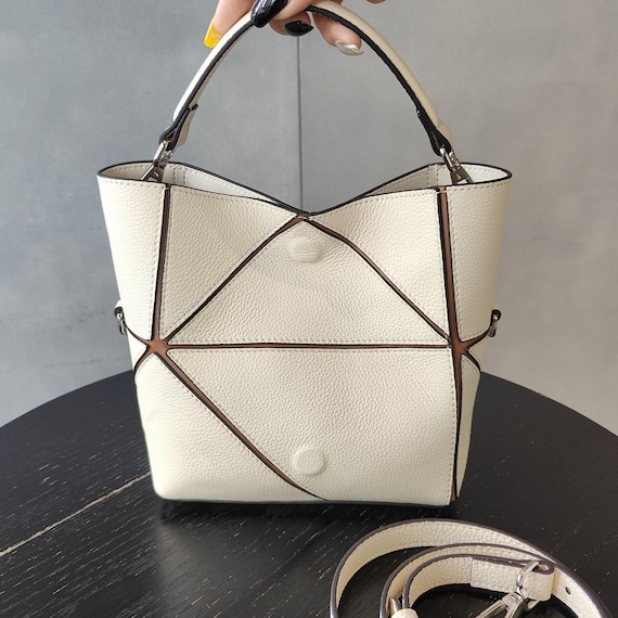Bolso tote de cuero, bolso minimalista tipo cubo para mujer, bolso