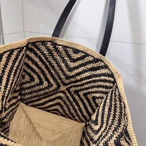 Raffia Woven Tote Bag, Women's Raffia Shoulder Bag, Large Straw ...