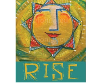 8x10 PRINT Rise sun print green gold CBS Sunday Morning artist