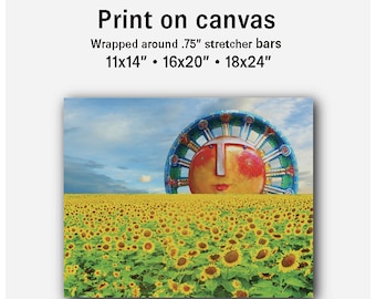 CANVAS PRINT Smiling sun rising over sunflower field, shown on CBS Sunday Morning  Toni Brou