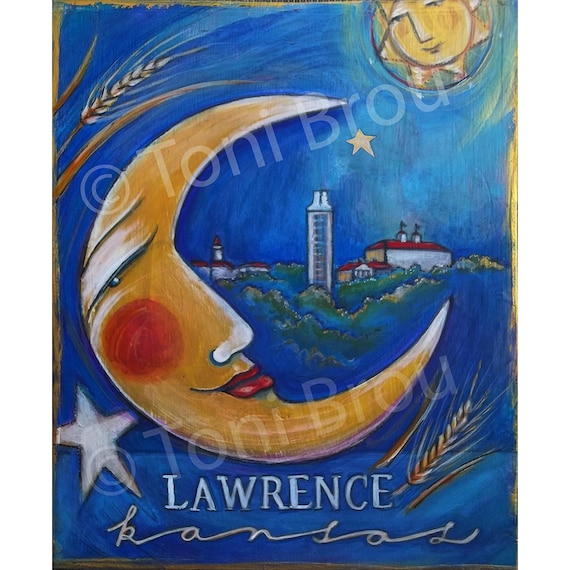 8x10 Print Lawrence Kansas Ku Campus Smiling Crescent Moon Etsy