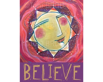 8x10 PRINT, BELIEVE sun print inches collectable CBS Sunday Morning artist