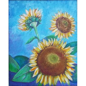 8x10 IMPRIMIR 3 girasoles de Kansas imagen 1