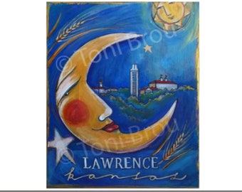 NOTECARDS KU Campus Moon Notecards Set of 6, 4.25 x 5.5 inches