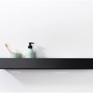 Étagère de salle de bain en métal noir LUVIA | Étagère en métal blanc pour salle de bain | Étagère de salle de bain élégante en métal | Étagère de douche pour espaces modernes