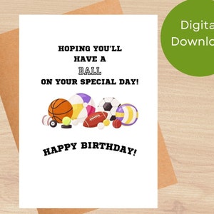 Carte d'anniversaire imprimable, carte d'anniversaire drôle, téléchargement numérique, carte d'anniversaire de sport, carte d'anniversaire de papa maman, carte numérique mignonne, basket-ball