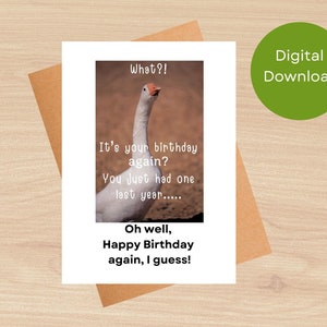 Druckbare Geburtstagskarte, lustige Geburtstagskarte, digitaler Download, Bruder Schwester Karte, Papa Geburtstagskarte, Mama Geburtstagskarte, Gans Digi Karte