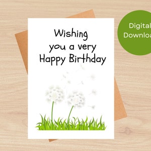 Druckbare Geburtstagskarte, wünscht Geburtstagskarte, digitaler Download, Bruder Schwester Karte, Papa Geburtstagskarte, Mama Geburtstagskarte, Windflower Karte
