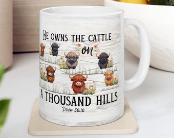 Taza de vaca de las tierras altas PNG, versículo bíblico PNG, diseños de sublimación de taza de café de vaca, envoltura de taza de vaca PNG, envoltura de taza de vaca de las tierras altas de 11 oz, envoltura de taza de vaca de 15 oz