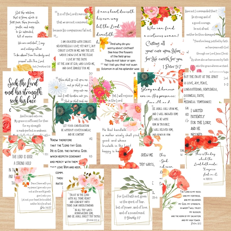 52 KJV Encouraging Verse Cards, Printable, Year of Scripture Cards ...