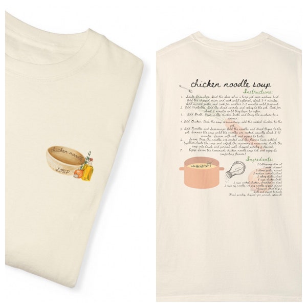 T-shirt fantaisie « soupe poulet et nouilles » T-shirt recette de soupe poulet et nouilles T-shirt recette de soupe poulet et nouilles T-shirt de cuisine T-shirt recette de nouilles poulet