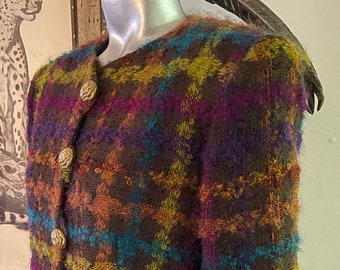 Herbert Grossman Multicolor Loose Weave 90s Blazer