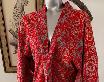 Vintage Red Silk Kimono Jacket