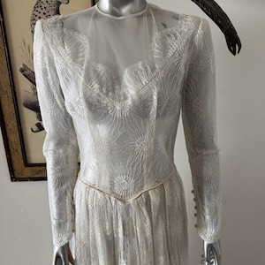 White Floral Lace Wedding Dress Sheer