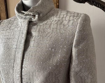 Giacca con zip metallizzata argento Salvatore Ferragamo