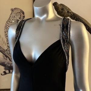 Bob Mackie Beaded Cross Strap Formal Dress