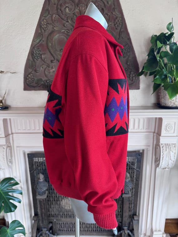 Pendleton High Grade Westernwear Red Wool Zip Up … - image 10
