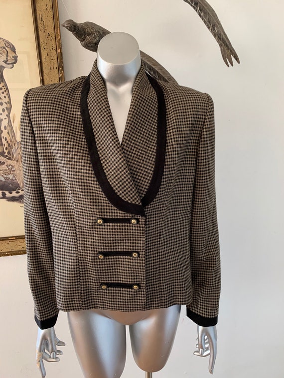Double Breasted Checkerboard Cropped Jacket